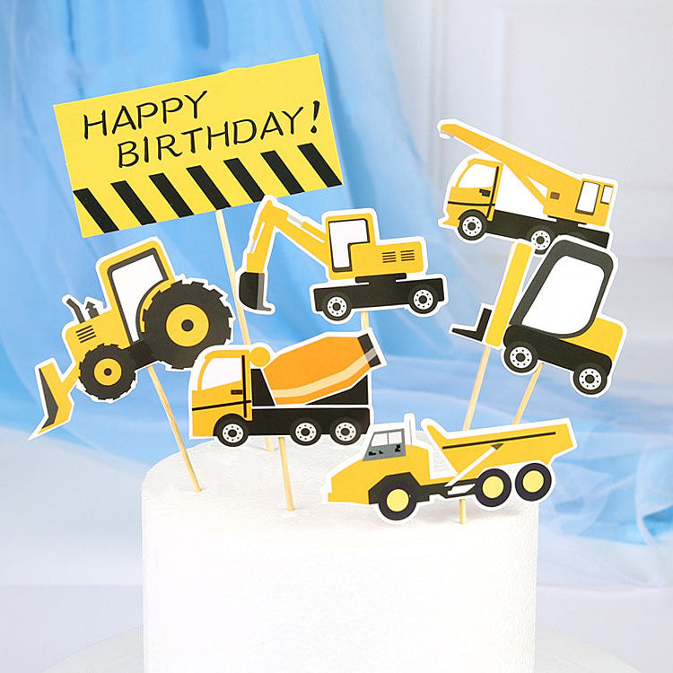 Construction Vehicle Excavator Excavator Forklift Crane Decoration Theme Birthday