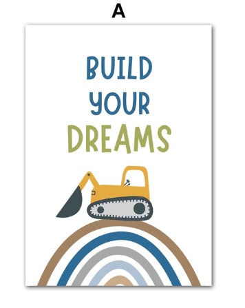 Forklift Tower Crane Dream Quotes Wall Art Canvas