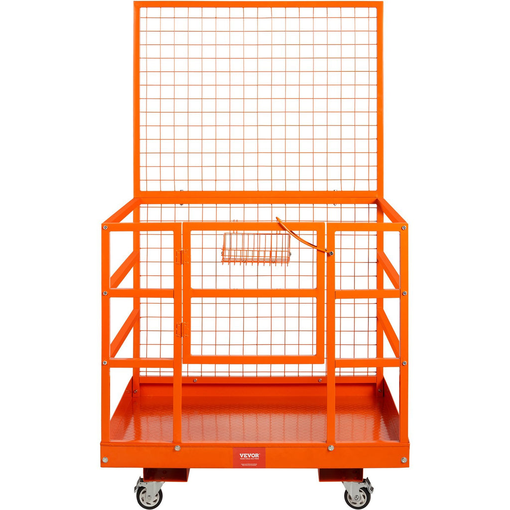 VEVOR Forklift Safety Cage Work Platform 43X45in 1400lbs W  Wheels For Aerial
