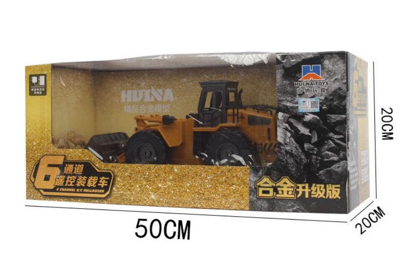 Remote control engineering vehicle 6-pass alloy version loading truck bulldozer child charging remote control toy forklift