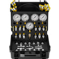 Hydraulic Pressure Test Kit, 10/100/250/400/600bar, 5 Gauges 13 Couplings 14 Tee Connectors 5 Test Hoses, Excavator Hydraulic Test Gauge Set With Carrying Case For Excavator Tractors Machinery