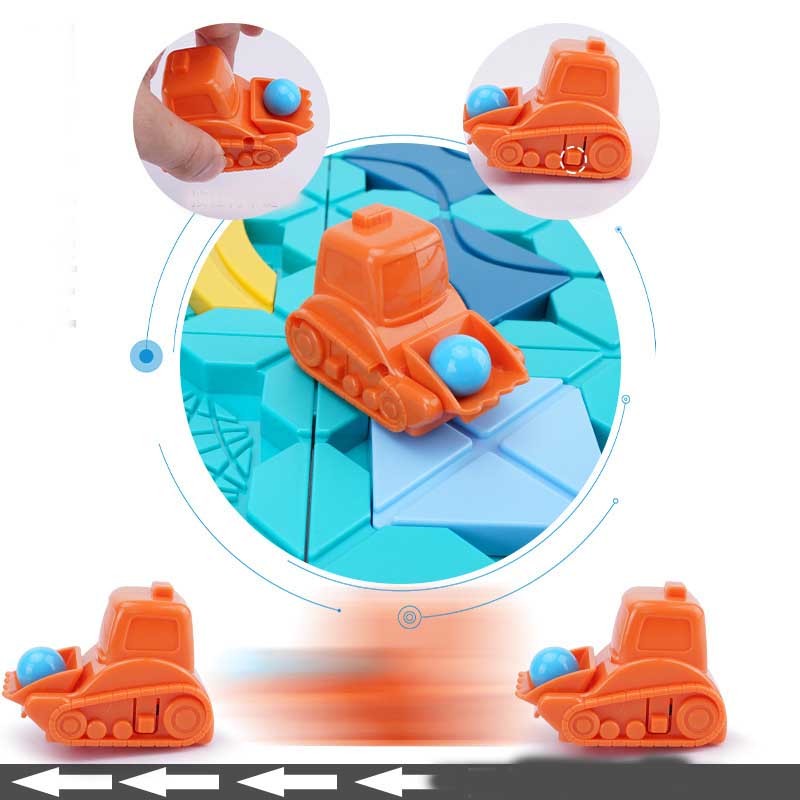 Children's Road Building Maze Pull Back Forklift Toy