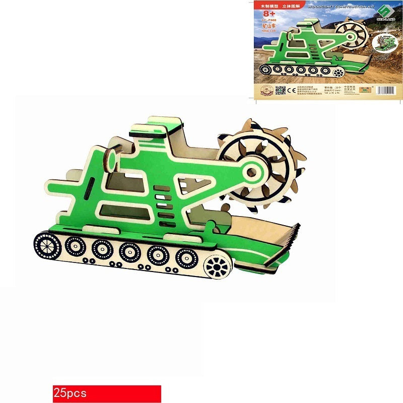Bulldozer wooden 3D three-dimensional mosaic children's intelligence toys