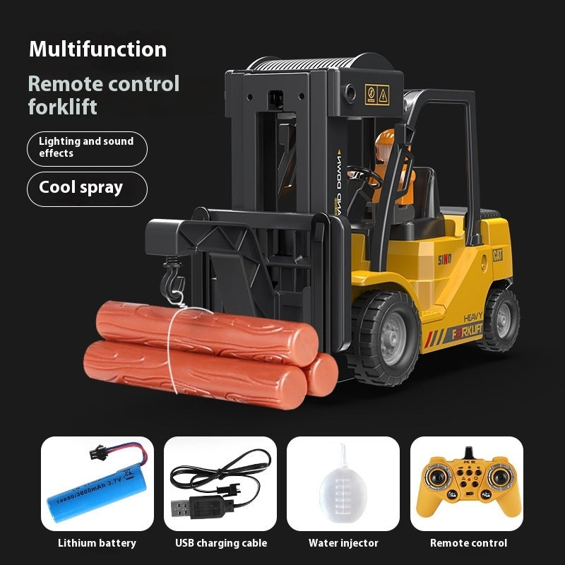 Remote Control Forklift Light Music Spray Crane Engineering Car Children's Toy Model