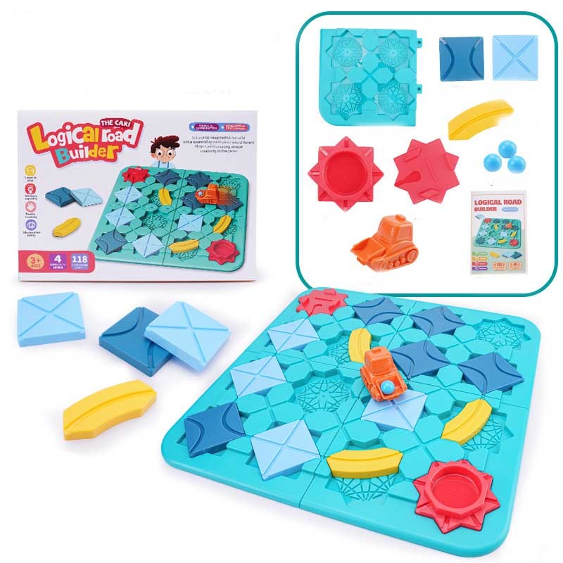 Children's Road Building Maze Pull Back Forklift Toy