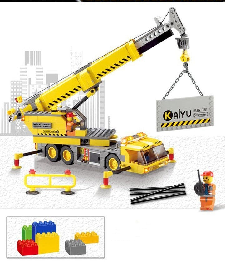 Free Shipping Kazi 8045 Engineering Crane City Small Particles Children's Educational Building Blocks Toy Bulldozer Gift