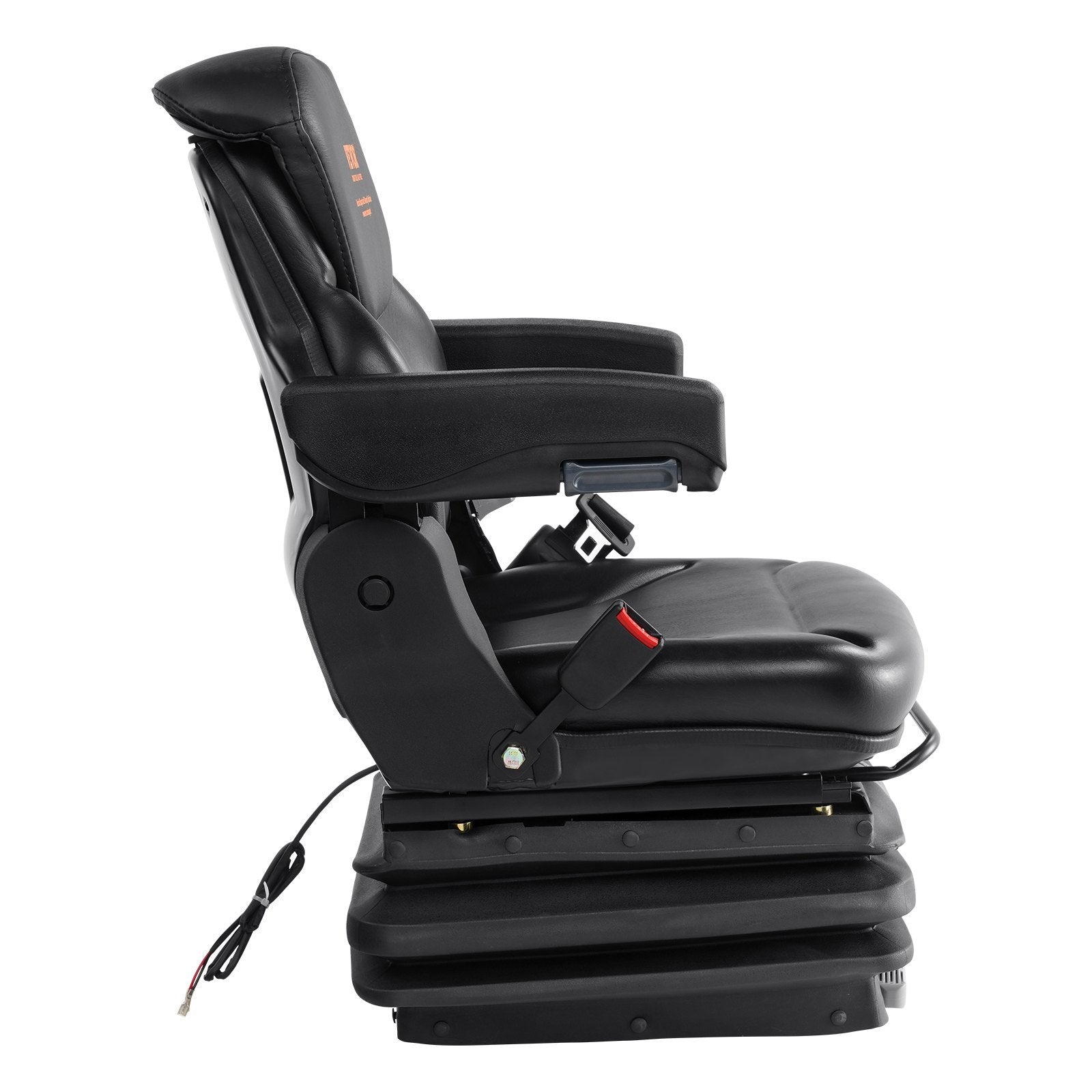 VEVOR Universal Tractor Seat Suspension, Fold Down Forklift Seat With Adjustable Angle Back, Micro Switch, Seatbelt And Armrests, 3-level Shock Absorption Tractor Seat For Tractor Loader Excavator