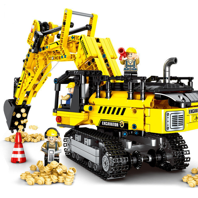 Excavator Construction Vehicle Children's Assembly Small Particle Boy Building Blocks