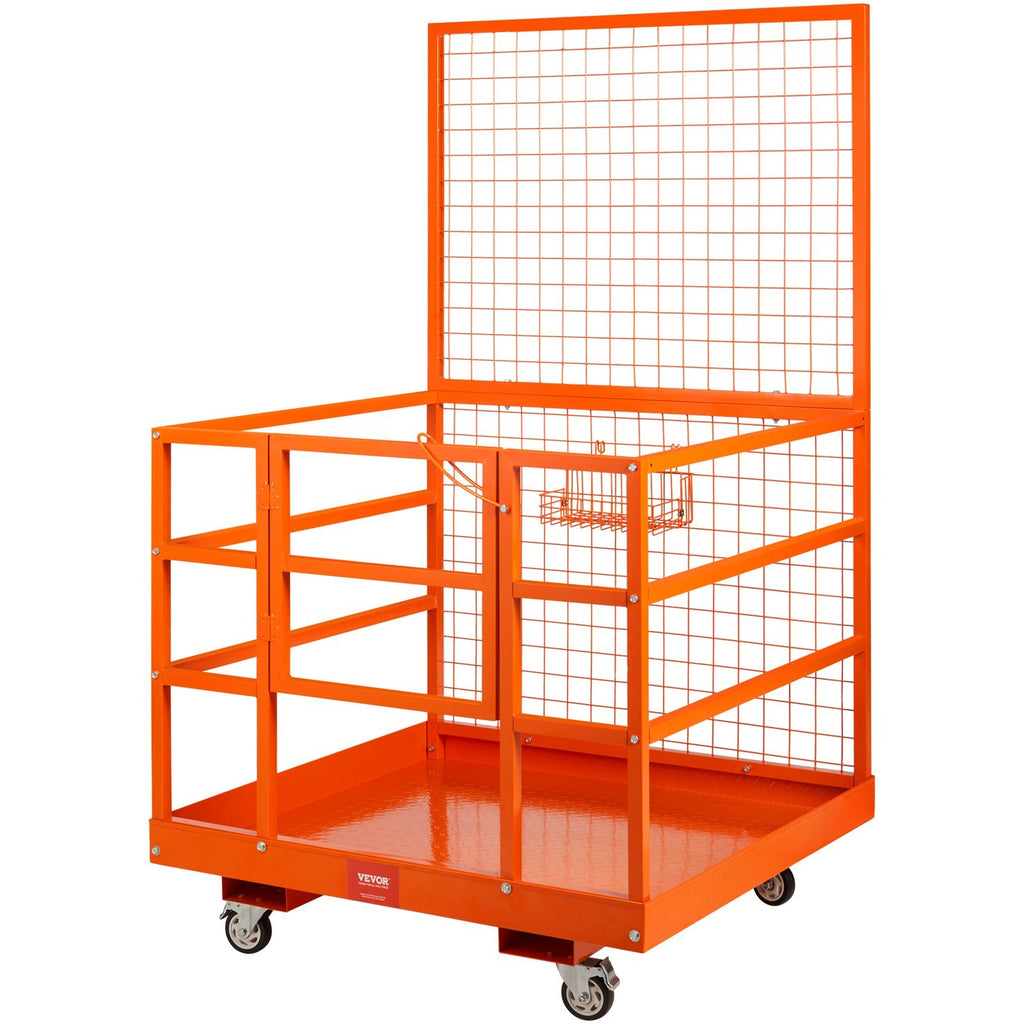VEVOR Forklift Safety Cage Work Platform 43X45in 1400lbs W  Wheels For Aerial
