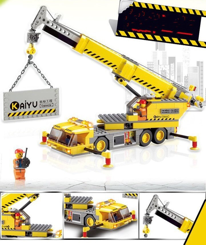 Free Shipping Kazi 8045 Engineering Crane City Small Particles Children's Educational Building Blocks Toy Bulldozer Gift