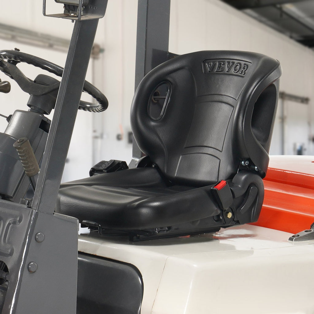 VEVOR Universal Forklift Seat,Tractor Seat With Adjustable Angle Back, Micro Switch And Seatbelt,Wrap-around Forklift Seat For Tractor Loader Excavator